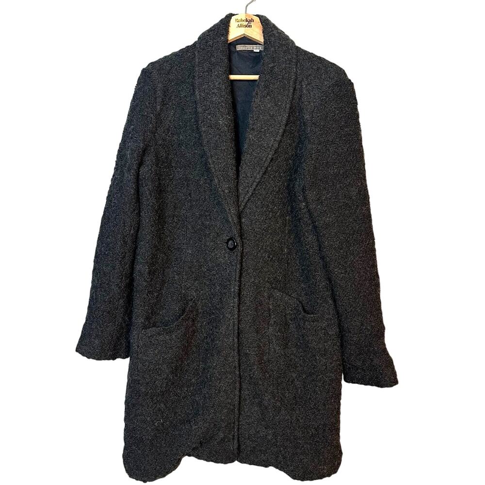 Isabella Bird Chunky Bouclé Charcoal Gray/Black Longline Jacket Blazer Size XLP